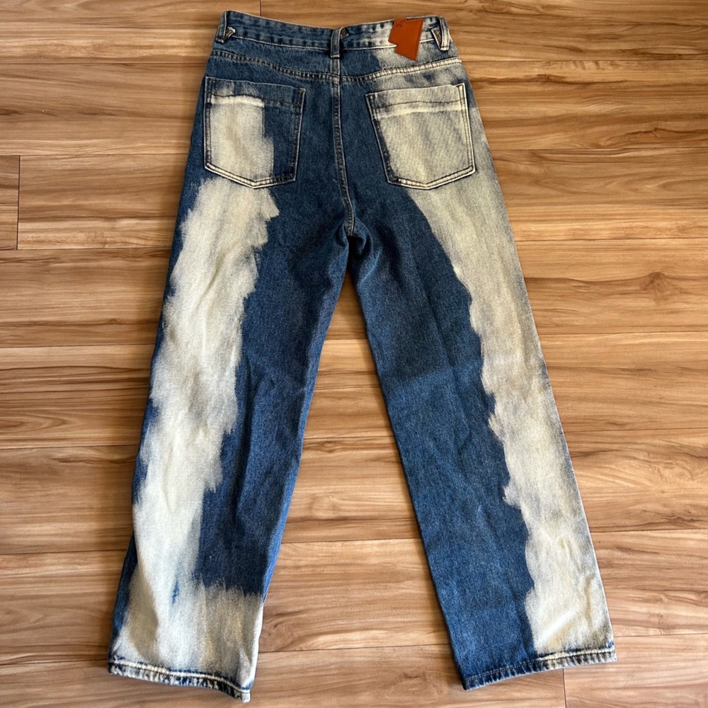 Ader error wide leg light and dark wash jeans